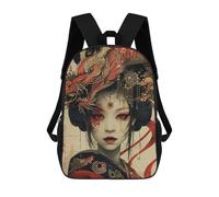sinyumoney Mochila Escolar Infantil Impresa En 3D Geisha Dragon Warrior Mochilas De Viaje De Alta Capacidad Para Niños Mochilas De Libros De Moda Mochila Escolar Infantil 17inch