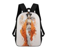 sinyumoney Mochila Escolar Infantil Impresa En 3D Geisha in Orange Para Niños, Mochila De Viaje De Alta Capacidad, Mochila Informal Para Niños 17inch