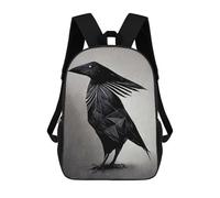 sinyumoney Mochila Escolar Infantil Impresa En 3D Geometric Raven Para Niños, Mochila De Viaje De Alta Capacidad, Mochila Informal Para Niños 17inch
