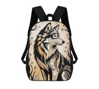 sinyumoney Mochila Escolar Infantil Impresa En 3D Gilded Mosaic - Turquoise Wolf of Celestial Majesty 17inch Para Niños, Mochila De Viaje De Alta Capacidad, Mochila Escolar De Moda Para Niños