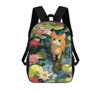 sinyumoney Mochila Escolar Infantil Impresa En 3D Ginger Cat in Lily Pond Mochila Mochilas Deportivas Para Niños Y Niñas Mochila De Moda 17inch