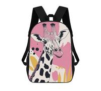 sinyumoney Mochila Escolar Infantil Impresa En 3D Giraffe Portrait with Abstract Pink Background Para Niños, Mochila De Viaje De Alta Capacidad, Mochila Informal Para Niños 17inch