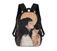 sinyumoney Mochila Escolar Infantil Impresa En 3D Girl Cat Under Moon Mochilas De Moda Informales Mochilas Infantiles Mochila Informal Para Exteriores Bolsas De Viaje Bonitas 17inch