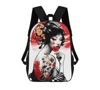 sinyumoney Mochila Escolar Infantil Impresa En 3D Girl Geisha Tattoo Mochila De Viaje De Alta Capacidad Para Libros Mochilas De Moda Para Niños Mochila Escolar Informal 17inch