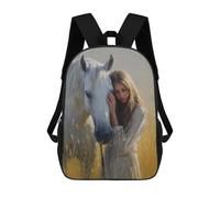 sinyumoney Mochila Escolar Infantil Impresa En 3D Girl with White Horse Painting 17inch Para Niños, Mochila De Viaje De Alta Capacidad, Mochila Escolar De Moda Para Niños