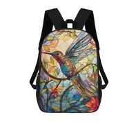 sinyumoney Mochila Escolar Infantil Impresa En 3D Glass Hummingbird No3 Para Niños, Mochila De Viaje De Alta Capacidad, Mochila Informal Para Niños 17inch