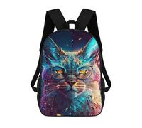 sinyumoney Mochila Escolar Infantil Impresa En 3D Glowing Cat Glasses Art Print-1 17inch Para Niños, Mochila De Viaje De Alta Capacidad, Mochila Escolar De Moda Para Niños