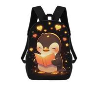 sinyumoney Mochila Escolar Infantil Impresa En 3D Gold Penguin Book Reader Mochila Mochilas Deportivas Para Niños Y Niñas Mochila De Moda 17inch