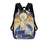 sinyumoney Mochila Escolar Infantil Impresa En 3D Golden And White Dragon on Ruins Para Niños, Mochila De Viaje De Alta Capacidad, Mochila Informal Para Niños 17inch