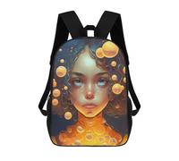 sinyumoney Mochila Escolar Infantil Impresa En 3D Golden Bubbles Fantasy Portrait Mochilas Para Libros Mochilas De Viaje Informales Mochila De Gran Capacidad Para Niños 17inch