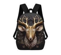 sinyumoney Mochila Escolar Infantil Impresa En 3D Golden Deer Portrait-2 Mochila Escolar Infantil Mochilas De Viaje Mochilas De Moda Mochilas De Gran Capacidad 17inch