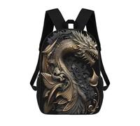 sinyumoney Mochila Escolar Infantil Impresa En 3D Golden Dragon Illustration-10 Para Niños, Mochila De Viaje De Alta Capacidad, Mochila Informal Para Niños 17inch