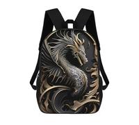 sinyumoney Mochila Escolar Infantil Impresa En 3D Golden Dragon Illustration-9 Para Niños, Mochila De Viaje De Alta Capacidad, Mochila Informal Para Niños 17inch