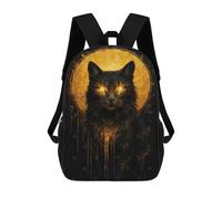 sinyumoney Mochila Escolar Infantil Impresa En 3D Golden-eyed Black Cat Portrait Mochila Mochilas Deportivas Para Niños Y Niñas Mochila De Moda 17inch