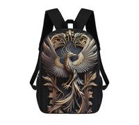 sinyumoney Mochila Escolar Infantil Impresa En 3D Golden Glory Phoenix 17inch Para Niños, Mochila De Viaje De Alta Capacidad, Mochila Escolar De Moda Para Niños