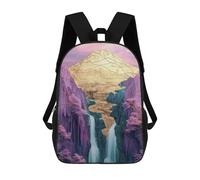 sinyumoney Mochila Escolar Infantil Impresa En 3D Golden Mountain Waterfall Landscape 17inch Para Niños, Mochila De Viaje De Alta Capacidad, Mochila Escolar De Moda Para Niños