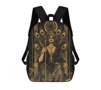 sinyumoney Mochila Escolar Infantil Impresa En 3D Golden Queen with Peacock Feathers Mochila Mochilas Deportivas Para Niños Y Niñas Mochila De Moda 17inch