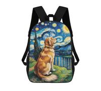 sinyumoney Mochila Escolar Infantil Impresa En 3D Golden Retriever in Starry Night Style 17inch Para Niños, Mochila De Viaje De Alta Capacidad, Mochila Escolar De Moda Para Niños