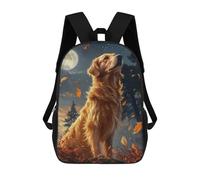 sinyumoney Mochila Escolar Infantil Impresa En 3D Golden Retriever Under Moonlight Mochila Mochilas Deportivas Para Niños Y Niñas Mochila De Moda 17inch