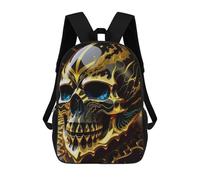 sinyumoney Mochila Escolar Infantil Impresa En 3D Golden Skull Mochila Escolar Infantil Mochilas De Viaje Mochilas De Moda Mochilas De Gran Capacidad 17inch