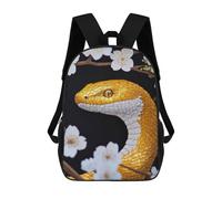 sinyumoney Mochila Escolar Infantil Impresa En 3D Golden Snake with Cherry Blossoms Mochilas De Moda Informales Mochilas Infantiles Mochila Informal Para Exteriores Bolsas De Viaje Bonitas 17inch