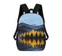 sinyumoney Mochila Escolar Infantil Impresa En 3D Golden Trees Reflecting in Lake Para Niños, Mochila De Viaje De Alta Capacidad, Mochila Informal Para Niños 17inch