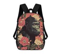 sinyumoney Mochila Escolar Infantil Impresa En 3D Gorilla Surrounded by Flowers Illustration Mochila Mochilas Deportivas Para Niños Y Niñas Mochila De Moda 17inch