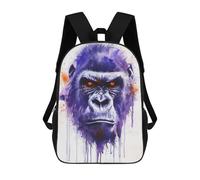 sinyumoney Mochila Escolar Infantil Impresa En 3D Gorilla Watercolor Para Niños, Mochila De Viaje De Alta Capacidad, Mochila Informal Para Niños 17inch