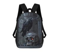 sinyumoney Mochila Escolar Infantil Impresa En 3D Gothic Skull And Raven Mochilas Para Libros Mochilas Escolares De Viaje De Alta Capacidad Para Niños/estudiantes/adultos 17inch