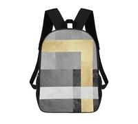 sinyumoney Mochila Escolar Infantil Impresa En 3D Gray And Gold Art H Para Niños, Mochila De Viaje De Alta Capacidad, Mochila Informal Para Niños 17inch
