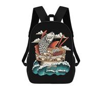 sinyumoney Mochila Escolar Infantil Impresa En 3D Great Ramen Wave Mochila De Viaje De Alta Capacidad Para Libros Mochilas De Moda Para Niños Mochila Escolar Informal 17inch