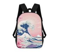 sinyumoney Mochila Escolar Infantil Impresa En 3D Great Wave Cherry Blossoms Para Niños, Mochila De Viaje De Alta Capacidad, Mochila Informal Para Niños 17inch