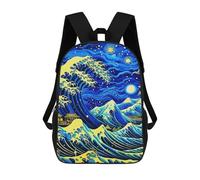 sinyumoney Mochila Escolar Infantil Impresa En 3D Great Wave Japan Para Niños, Mochila De Viaje De Alta Capacidad, Mochila Informal Para Niños 17inch