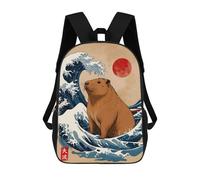 sinyumoney Mochila Escolar Infantil Impresa En 3D Great Wave Of Capybara Mochilas Para Libros Mochilas De Viaje Informales Mochila De Gran Capacidad Para Niños 17inch