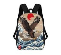 sinyumoney Mochila Escolar Infantil Impresa En 3D Great Wave of Eagle Mochila Mochilas Deportivas Para Niños Y Niñas Mochila De Moda 17inch