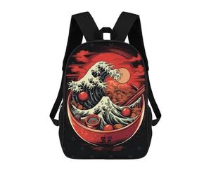sinyumoney Mochila Escolar Infantil Impresa En 3D Great Wave of Ramen Mochila Mochilas Deportivas Para Niños Y Niñas Mochila De Moda 17inch