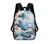 sinyumoney Mochila Escolar Infantil Impresa En 3D Great Wave with Cherry Blossoms Mochila Escolar Infantil Mochilas De Viaje Mochilas De Moda Mochilas De Gran Capacidad 17inch