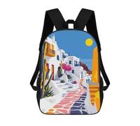 sinyumoney Mochila Escolar Infantil Impresa En 3D Greece Travel Art Mykonos Para Niños, Mochila De Viaje De Alta Capacidad, Mochila Informal Para Niños 17inch