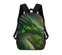 sinyumoney Mochila Escolar Infantil Impresa En 3D Green Dragon in The Forest Mochila Mochilas Deportivas Para Niños Y Niñas Mochila De Moda 17inch