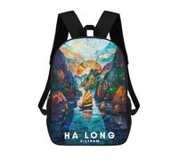 sinyumoney Mochila Escolar Infantil Impresa En 3D Ha Long Mochilas Para Libros Mochilas De Viaje Informales Mochila De Gran Capacidad Para Niños 17inch