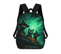 sinyumoney Mochila Escolar Infantil Impresa En 3D Halloween Cats with Pumpkins-3 17inch Para Niños, Mochila De Viaje De Alta Capacidad, Mochila Escolar De Moda Para Niños