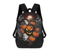 sinyumoney Mochila Escolar Infantil Impresa En 3D Halloween Jack-o-Lantern Para Niños, Mochila De Viaje De Alta Capacidad, Mochila Informal Para Niños 17inch