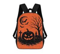 sinyumoney Mochila Escolar Infantil Impresa En 3D Halloween Night Pumpkin And Bats Para Niños, Mochila De Viaje De Alta Capacidad, Mochila Informal Para Niños 17inch