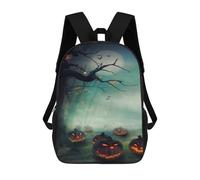 sinyumoney Mochila Escolar Infantil Impresa En 3D Halloween Night Scene with Pumpkins 17inch Para Niños, Mochila De Viaje De Alta Capacidad, Mochila Escolar De Moda Para Niños