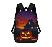 sinyumoney Mochila Escolar Infantil Impresa En 3D Halloween Pumpkins with Witch Hat Mochila Escolar Infantil Mochilas De Viaje Mochilas De Moda Mochilas De Gran Capacidad 17inch