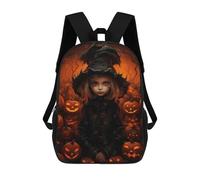 sinyumoney Mochila Escolar Infantil Impresa En 3D Halloween Witch with Pumpkins Mochilas Para Libros Mochilas De Viaje Informales Mochila De Gran Capacidad Para Niños 17inch