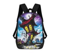 sinyumoney Mochila Escolar Infantil Impresa En 3D Haunted Twisted House - Gothic Fantasy Art Mochilas Para Libros Mochilas De Viaje Informales Mochila De Gran Capacidad Para Niños 17inch