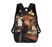 sinyumoney Mochila Escolar Infantil Impresa En 3D Highland Cow Drinking Beer Mochila Mochilas Deportivas Para Niños Y Niñas Mochila De Moda 17inch