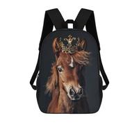 sinyumoney Mochila Escolar Infantil Impresa En 3D Horse Animal Cute King Mochilas Para Libros Mochilas De Viaje Informales Mochila De Gran Capacidad Para Niños 17inch