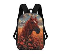 sinyumoney Mochila Escolar Infantil Impresa En 3D Horse in A Field Mochila Mochilas Deportivas Para Niños Y Niñas Mochila De Moda 17inch